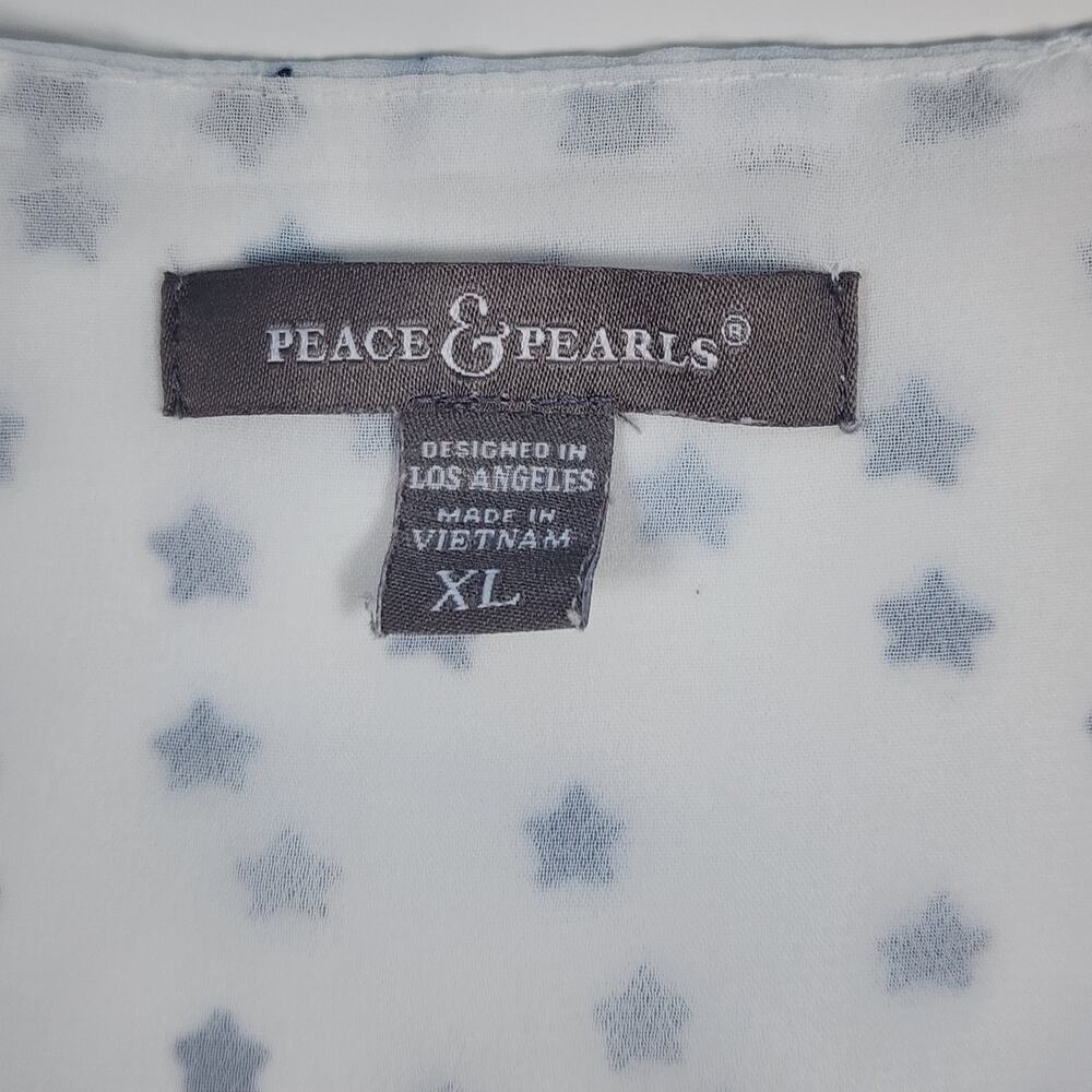 Peace & Pearls Star Print Sheer Minimalist Y2K Grunge‎ XL - Picture 5 of 10